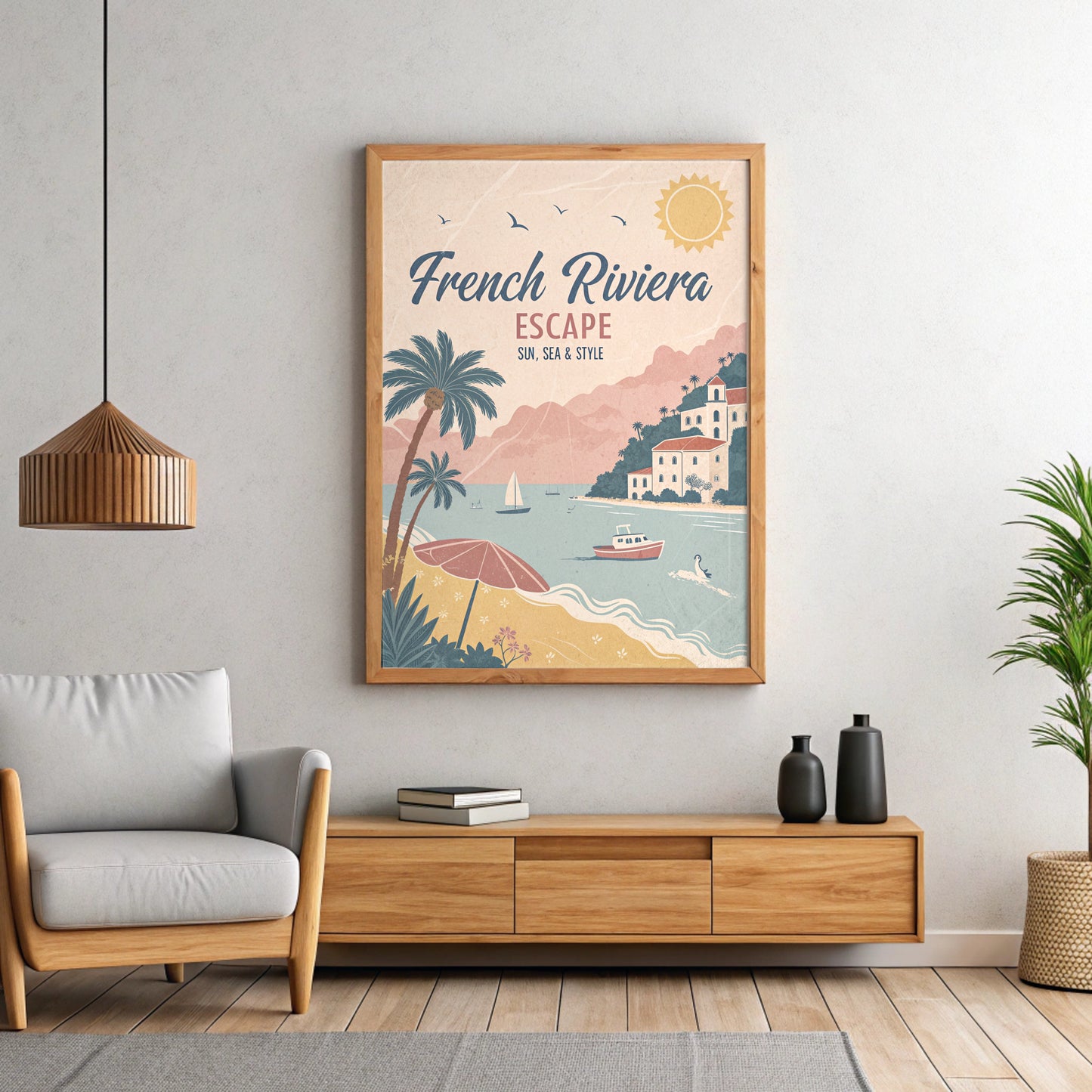 French Riviera Escape - Vintage Travel Poster